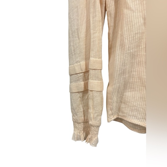 Faherty Womens Willa Blouse Vanilla Cream Light Peach Organic Cotton Size Large - Picture 5 of 12